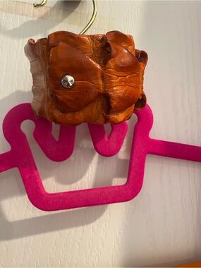 Handcrafted Orange South African Nile Crocodile Leather Cuff Bracelet -